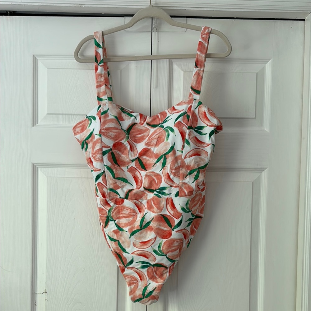 Anthro Peach Print One-Piece Swimsuit